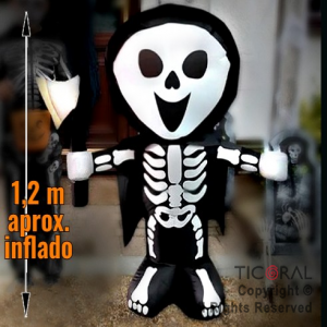 INFLABLE DECORACION ESQUELETO FANTASMA LUMINOSO TERROR 1.2 MTS X 1